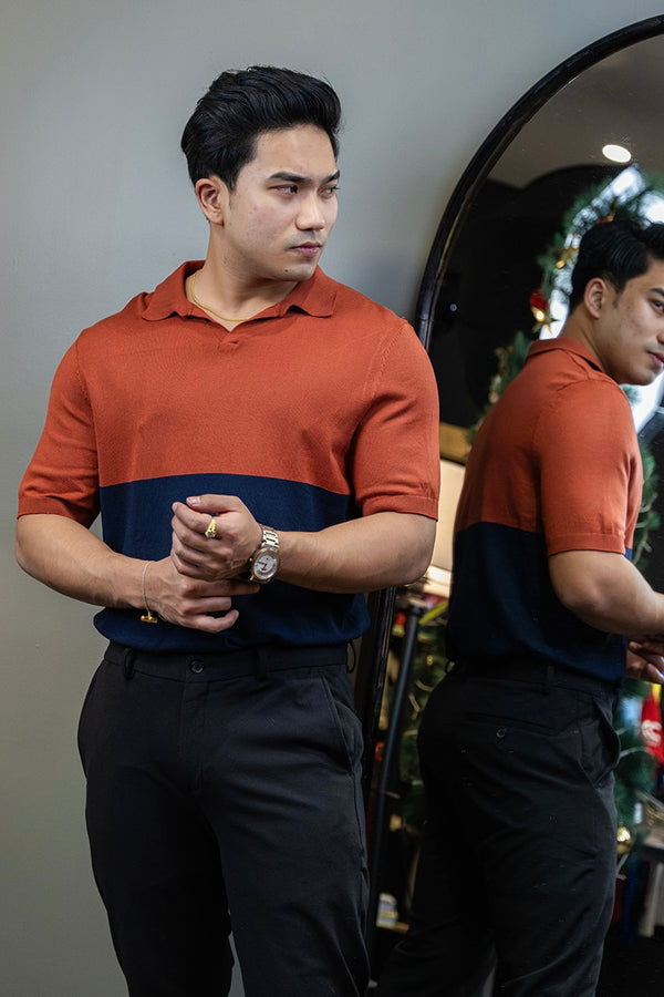 Textured short sleeve polo shirt